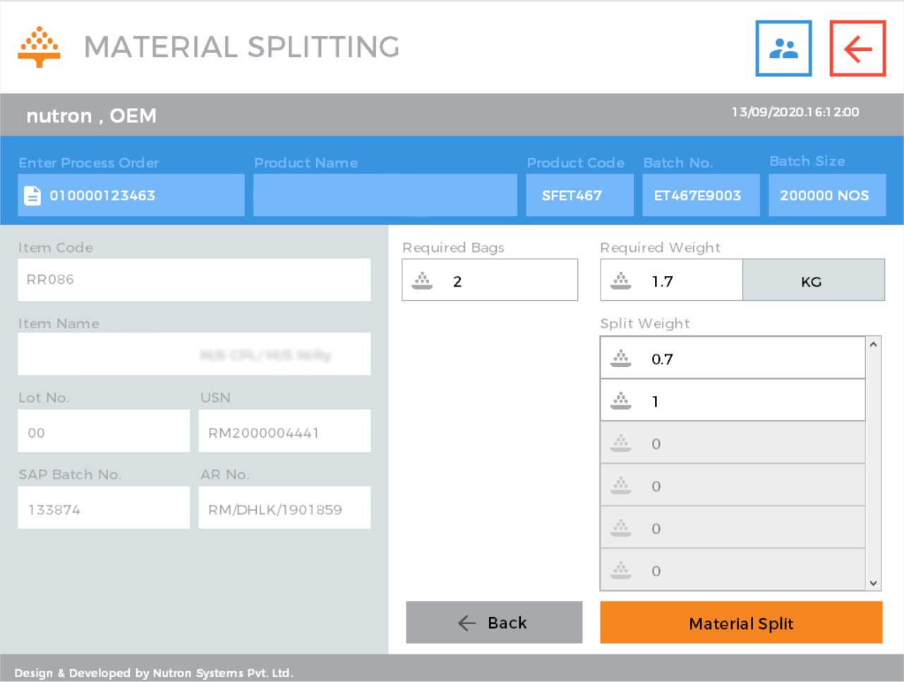 Weighing & Dispensing: Material Splitting